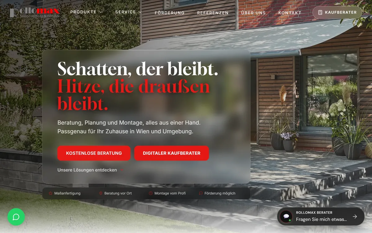 Website von RolloMax Wien, gebaut von Omnix Studio