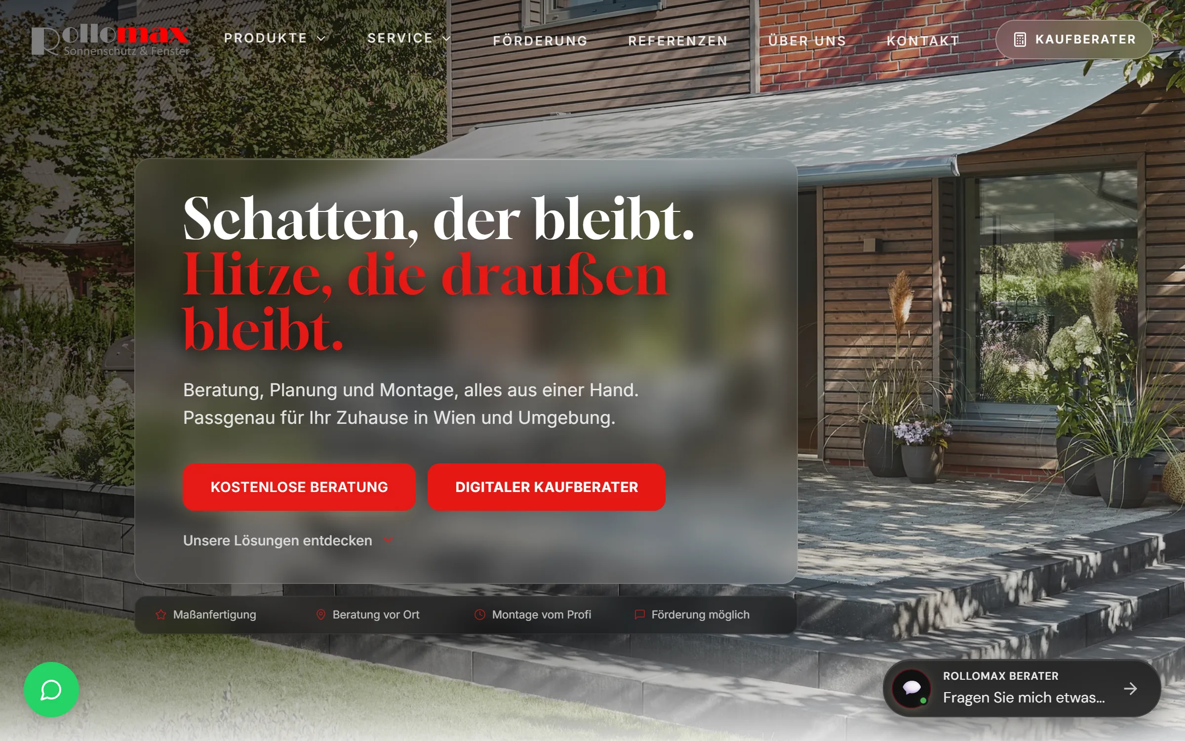 Website von RolloMax Wien, gebaut von Omnix Studio