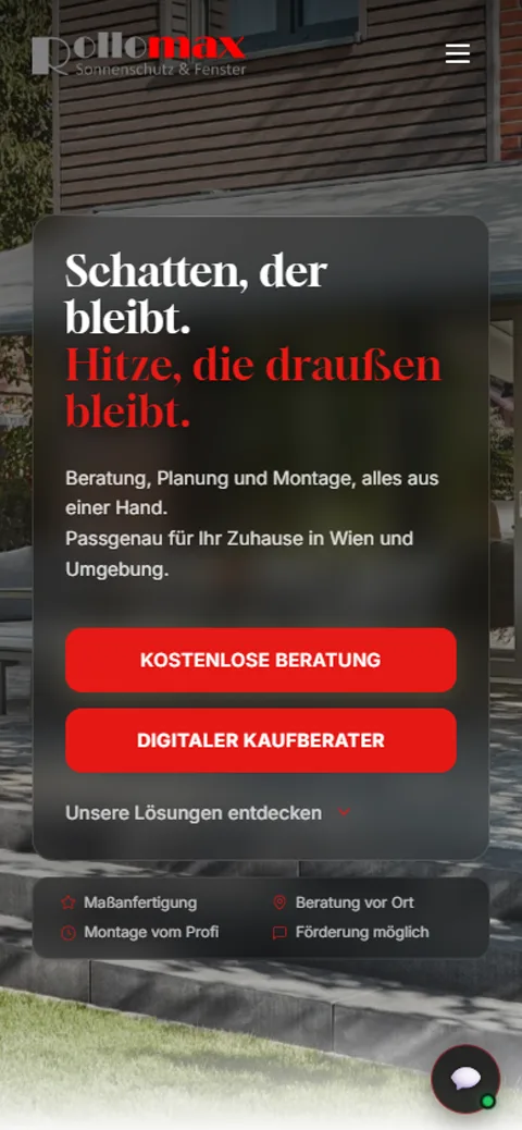 Mobile Website von RolloMax Wien, gebaut von Omnix Studio