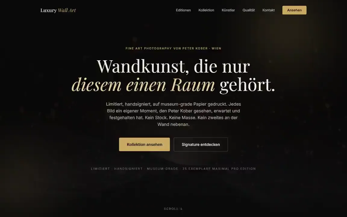 Website Luxury Wall Art, gebaut von Omnix Studio