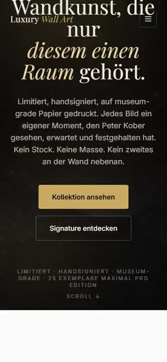 Website Luxury Wall Art, gebaut von Omnix Studio