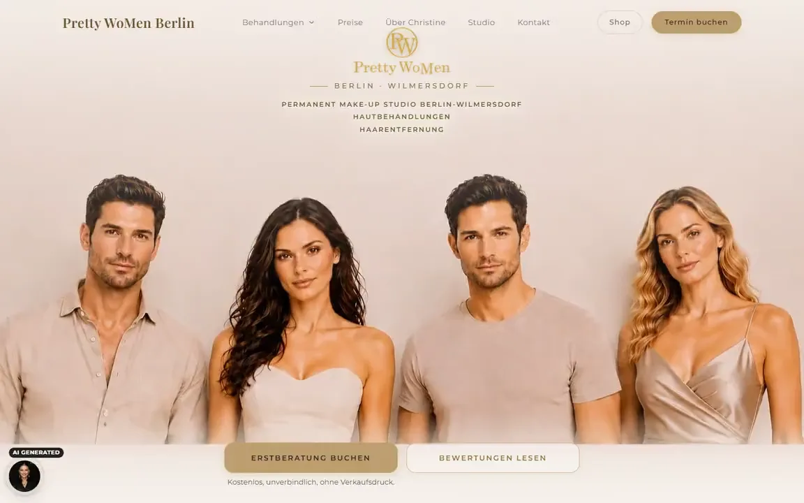Website Pretty WoMen Berlin, gebaut von Omnix Studio