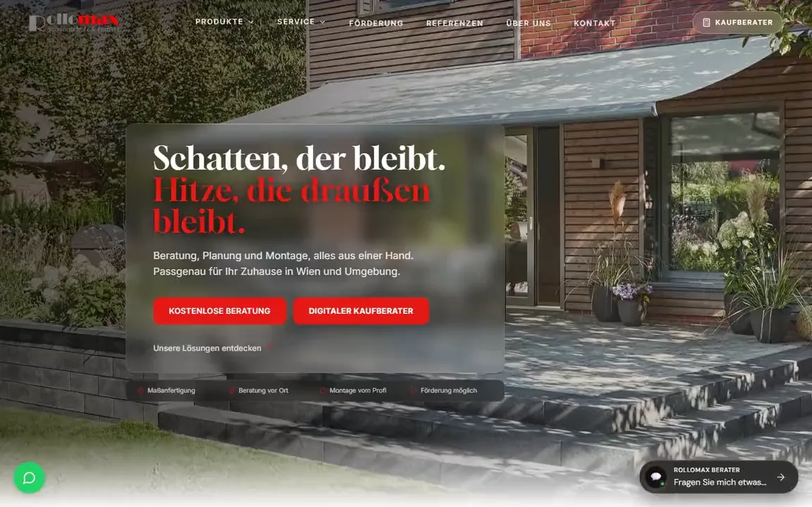 Website RolloMax Wien, gebaut von Omnix Studio