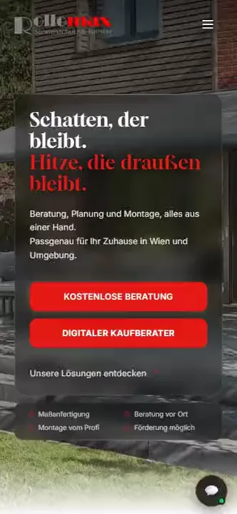 Startseite von RolloMax Wien am Handy, gebaut von Omnix Studio