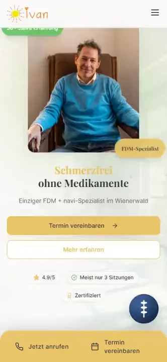 Website Schmerzfrei im Wienerwald, gebaut von Omnix Studio