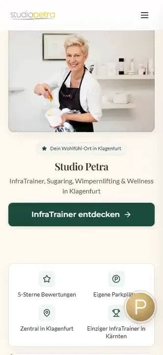 Website Studio Petra, gebaut von Omnix Studio